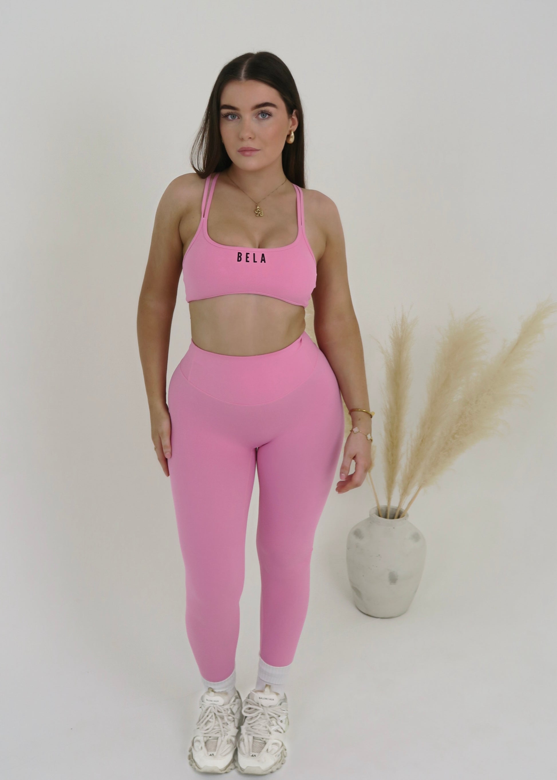Baby Pink Scrunch Bum Leggings – BELA - Main Image
